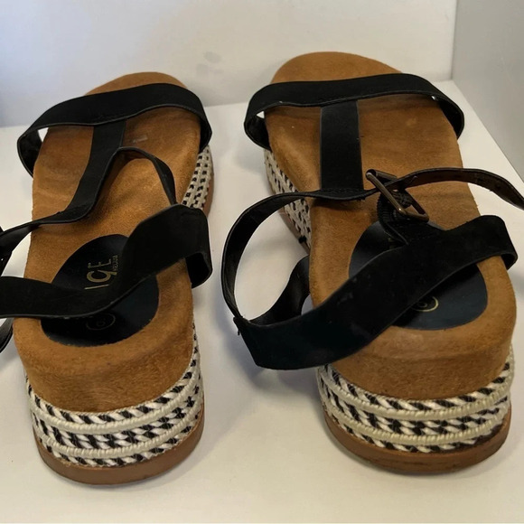 Rouge, helium,9, black and white, braided, 2.5 inch espadrille platform sandals - Picture 5 of 8